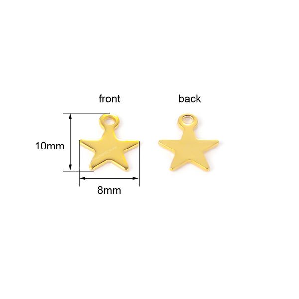

20pcs stainless steel small star pendant flat charms for diy jewelry making necklace decoration bracelet end tail charm fashion jewelrycharm, Silver