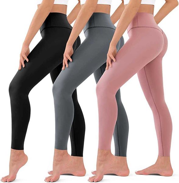 

acture 3 pack high waisted womens leggings soft tummy control workout women yoga pants, Black