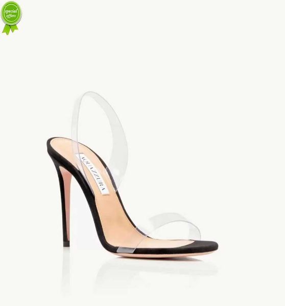 

aquazzuras pvc designers womens sandals so nude plexi sandal heels crysta buckle party wedding dress shoes heel back strap leather sole sand, Black