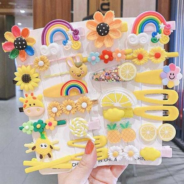 

set cartoon fruits barrettes children girls sweet hairpins fashion headbands hair accessories hair clips for kid headdress gc902, Slivery;white