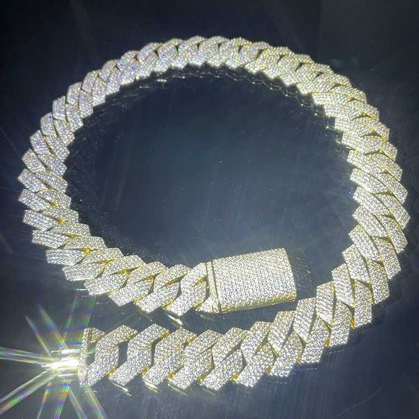 

hip hop cuban chain jewelry 4 rows 19mm 925 sterling silver chain vvs moissanite necklace hip hop cuban link chain