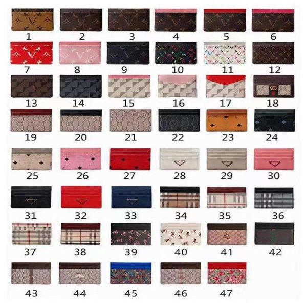 

whole fashion credit card holders women mini wallet genuine leather men designer pure color card holder double si2844269, Brown;gray