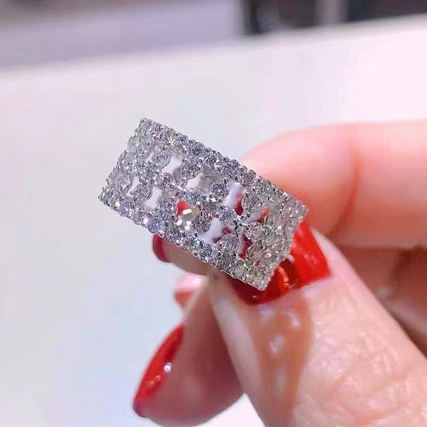 

charm flower diamond finger ring 925 sterling silver party wedding band rings for women bridal promise engagement jewelry gift, Slivery;golden