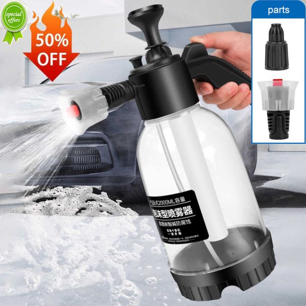 

new new 2l hand pump foam sprayer w/2 types of nozzle hand pneumatic foam cannon snow foam car wash spray bottle car window cleaning