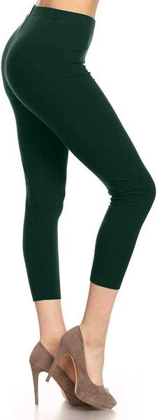 

leggings depot women's premium cotton soft capri pants ncl27, Black