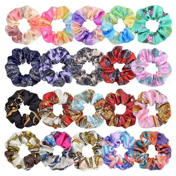 

baby girl floral hairbands hair accessories retro elastic hair ring rope printed hair holders rubber bands kids headwear, Slivery;white
