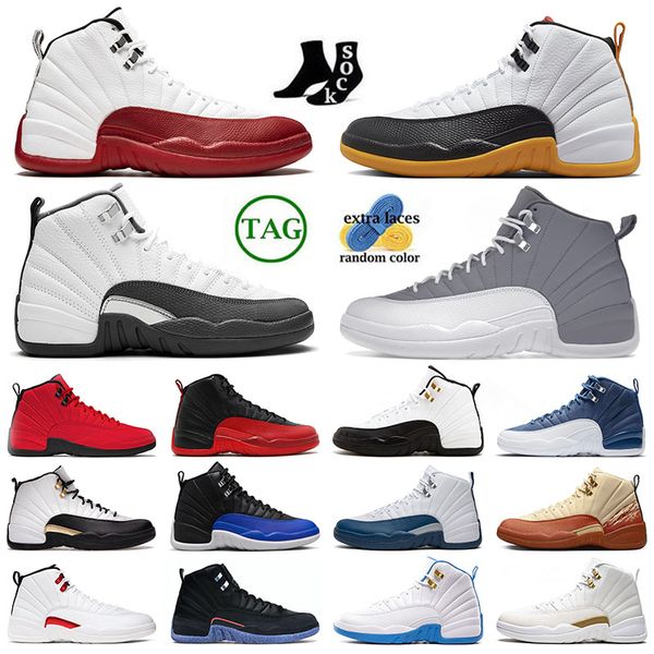 

athletic & outdoor r jmpman 12s 2023 men basketball shoes ma maniere cherry hyper royal stone blue dark grey french blue sports sneakers tra