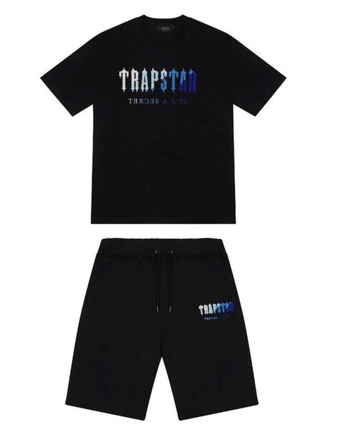 

mens trapstar t shirt short sleeve print outfit chenille tracksuit black cotton london streetwear motion current 20ess, White;black