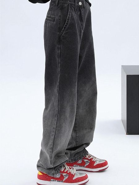 

jeans women jeans high waist loose wide leg mopping pants ladies gradient straight jeans y2k streetwear hip hop vintage denim trousers, Blue