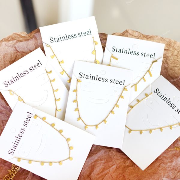

gold color stainless steel chains necklace for women girl small mini star heart coin charm choker vintage jewelry 2023 fashion jewelrypendan, Silver