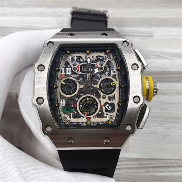

milles watch business leisure mens rectangular fully automatic mechanical watch multifunctional calendar personalized fashion tape large glo, Slivery;golden