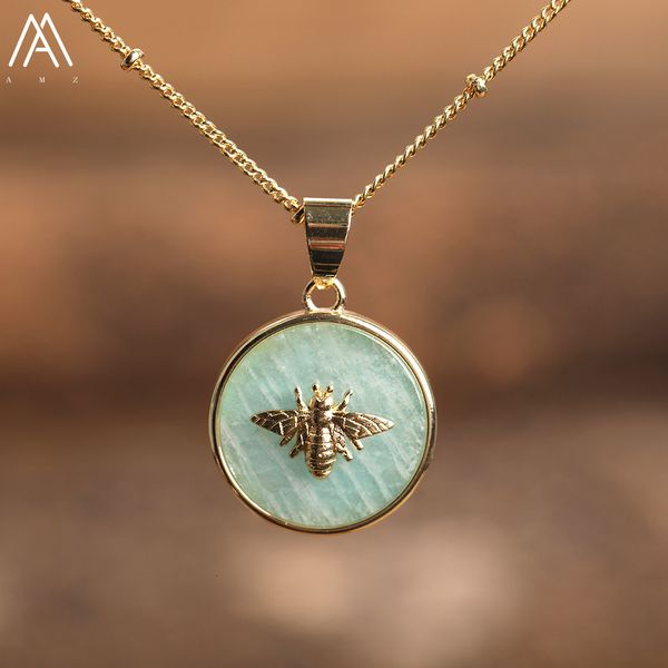 

strands strings natural labradorite ite stone inlay bees beads choker necklace for women fashion statement jewelry gift for her dropship 230, Black