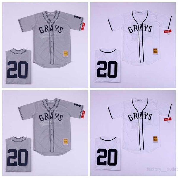 

men baseball grays negro jersey 20 josh gibson homestead national league cool base team color grey white stitched breathable quality, Black
