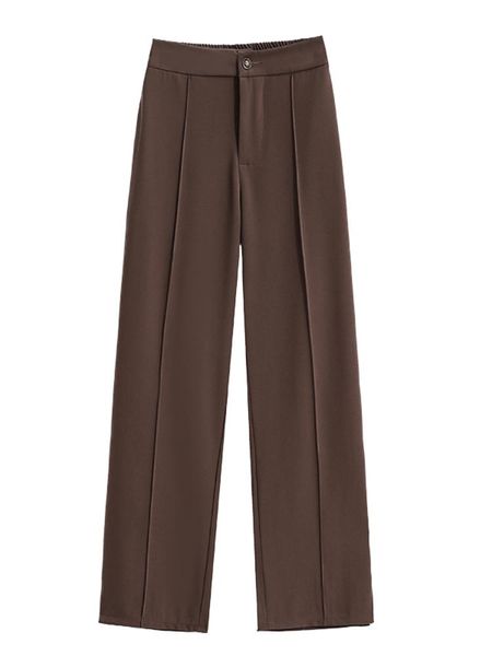 

capris women's fashion brown oversize wide leg pants vintage 2021 autumn high waist pant loose office ladies trouser female clothes, Black;white