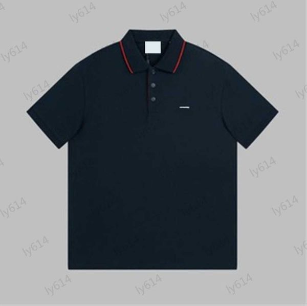 

mens polos brand logo embroidery decoration short sleeve casual cotton tees lapel button design loose version type fashion joker polo shirt, White;black