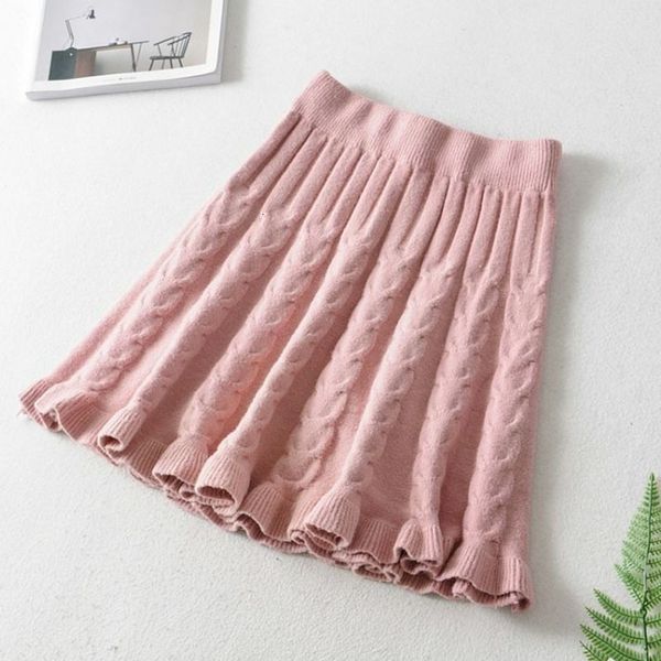 

skirts lucyever pink ruffles short skirt for women sweet college style knitted a-line skirts female korean high waist pleated skirts 230418, Black