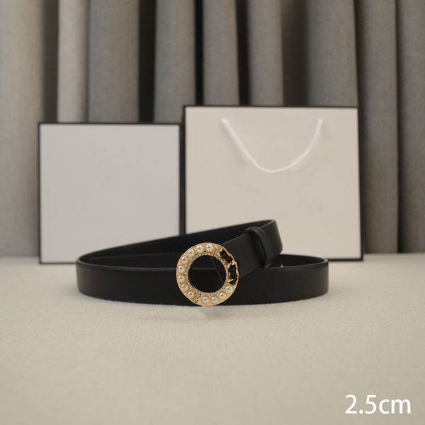 

designer belt genuine leather belts half pearl buckle man woman classic design style width 2.5cm, Black;brown