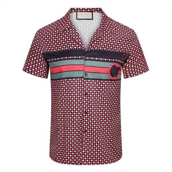 

2023fashion hawaii floral letter print beach shirts men's designer silk bowling shirt casual shirts men summer short sleeve loose dress, White;black