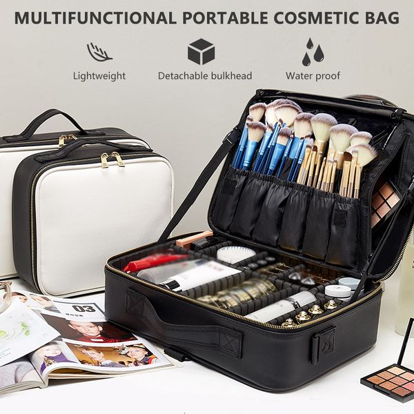 

cosmetic bags cases large capacity female pu makeup bag tool organizer professional artist makeup case travel beauty cosmetic bag storage bo