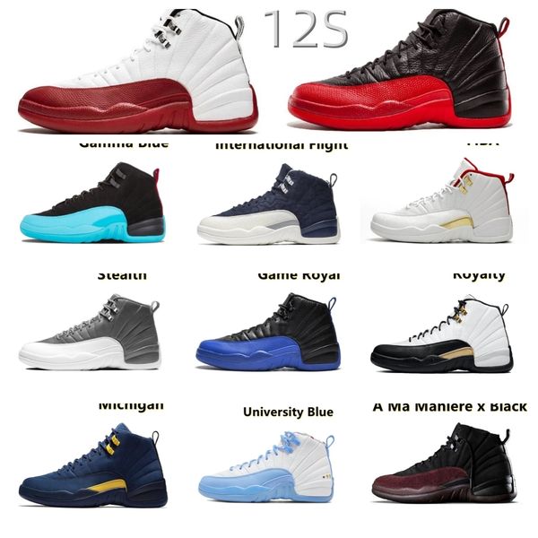 

men jumpman basketball shoes sport sneaker 12s flu game michigan black metallic fire red 13s dirty bred court purple black cat flint trainer