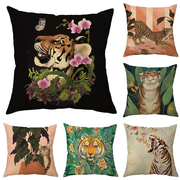 

Tiger pillowcase for children baby girls couple pillowcase for decoration pillowcase gift 45x45cm living room sofa decoration throw pillowcase sofa cove r