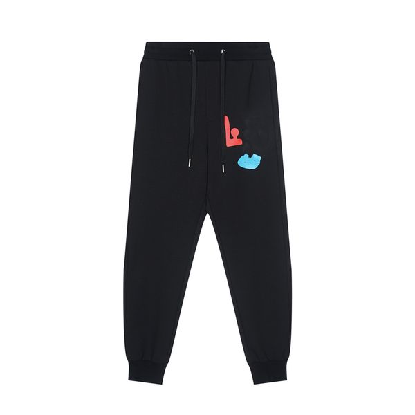 

men's pants 2023 louisity fashion wrinkle resistant alphabet printing viutonity couple loose multifunctional casual student sports pant, Black