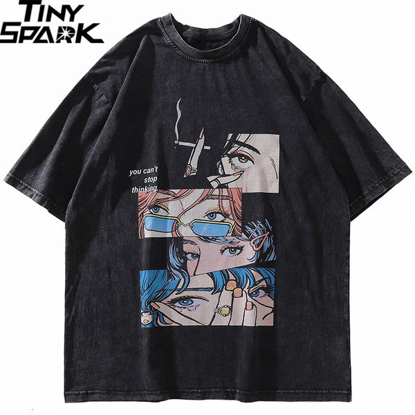 

mens tshirts men hip hop streetwear t shirt japanese cartoon anime harajuku t shirt graphic cotton loose short sleeve tshirt oversize 230418, White;black