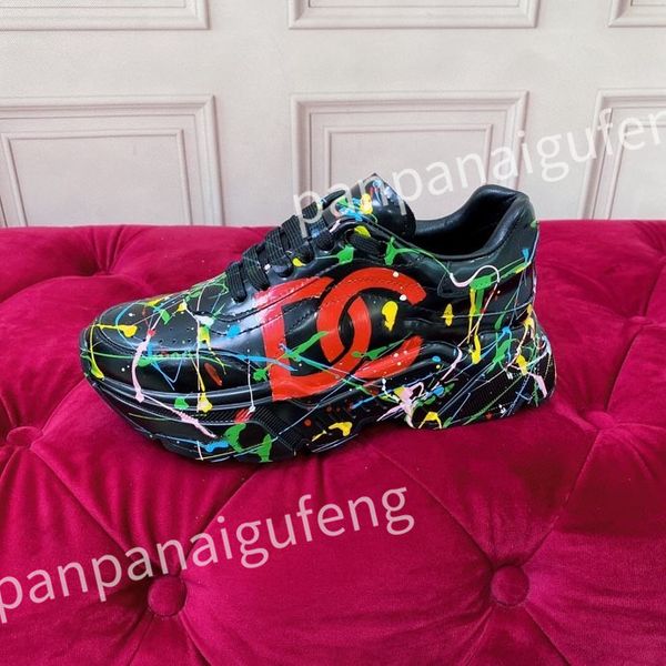 

2023 luxury men's sneakers designer white shoes leather sneaker platform women casual shoes, Black