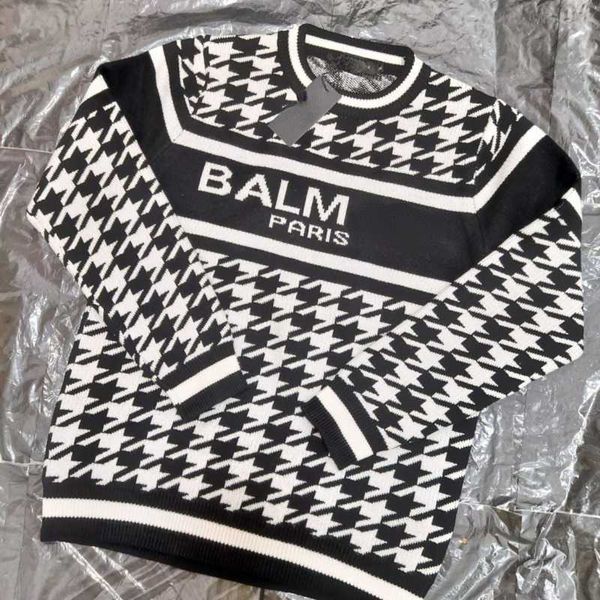 

2023 designer sweater mens balm embroidery stitching sweatshirt man wool sweaters casual loose jacquard knit oversize women pullover coat 22, White;black