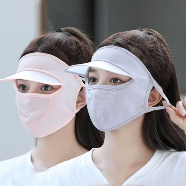 

other fashion accessories summer sunscreen ice silk mask uv protection face cover sunscreen veil face with brim outdoor cycling sun protecti, Silver