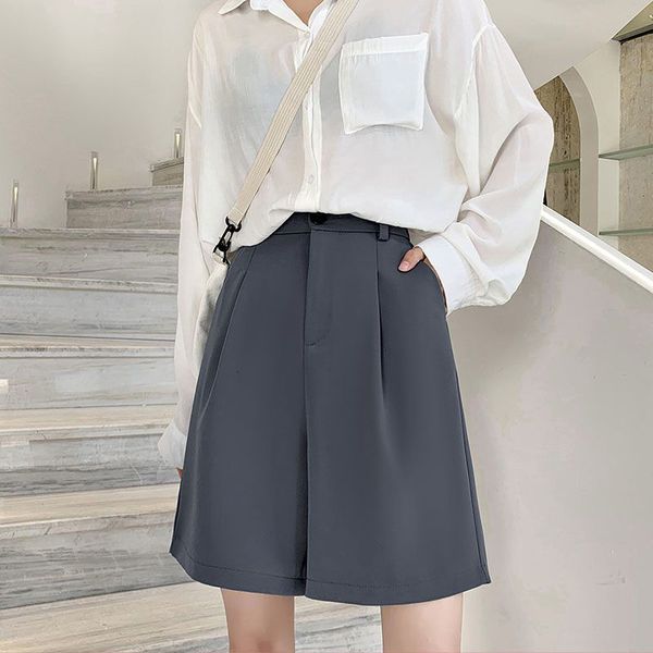 

women's shorts lucyever summer women's shorts casual loose wide leg knee-length shorts women korean fashion pockets office short p, White;black