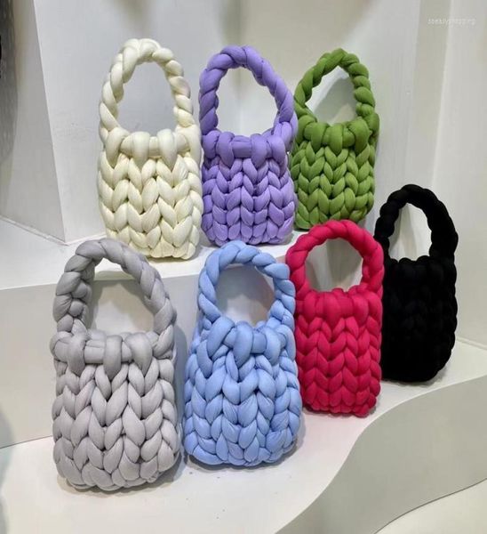 

evening bags 2022 women39s wallet chunky knitted purse clouds bucket handbag for women korean diy handmade female crochet tote 5640482