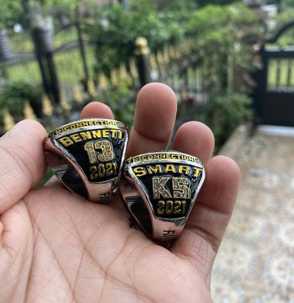 

2021 2022 georgia bulldogs world champions team championship ring with wooden box men fan gift wholesale smart bennett souvenir 2023, Golden;silver