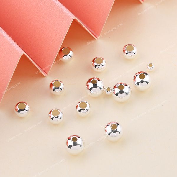 

2-5mm 925 sterling silver round beads spacer beads jewelry findings accessories silver bead for bracelet necklace jewelry making jewelry mak, Blue;slivery