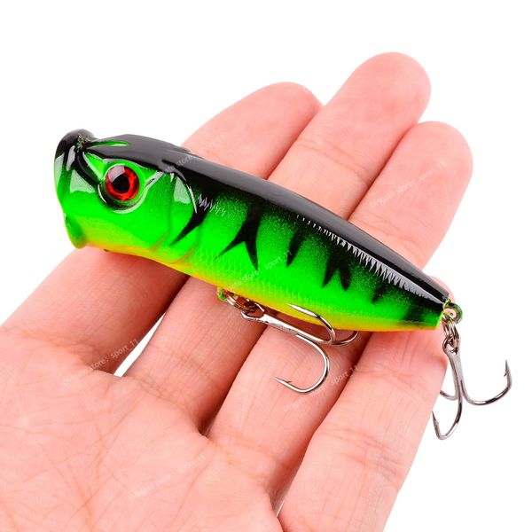 

1pcs fishing lures 6.5cm/12g ater popper bait 5 color hard bait artificial wobblers plastic fishing tackle with 6 hooks fishingfishing lures