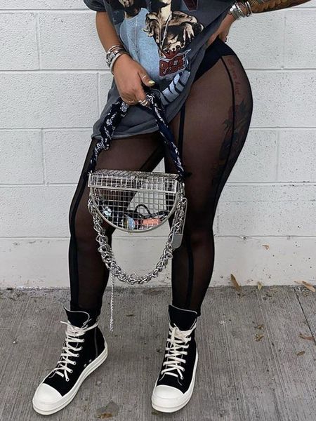 

leggings sifreyr see through mesh leggings women fashion black high waist long trousers 2022 elastic pencil pants casual sweatpants