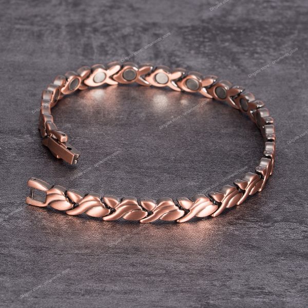 

magnetic pure copper bracelets for women vintage chain health energy magnetic bracelets bangles for arthritis women jewelry fashion jewelryb, Black