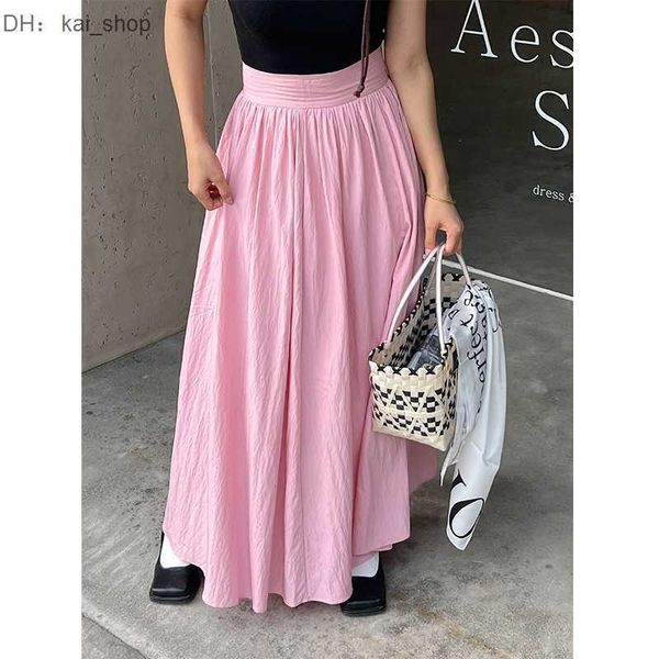 

casual dresses 2023 spring new french high waist slim show pink half women's style long 31, Black;gray