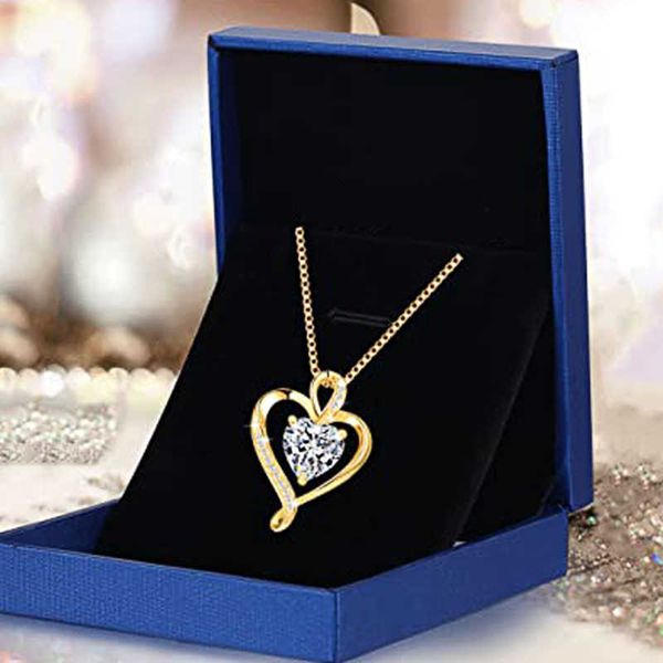 

pendant necklaces huitan trendy luxury gold color love necklace for women engagement wedding party exquisite female necklace anniversary jew, Silver