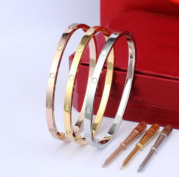 

bangle 4mm thin 6th titanium steel designer women men love bracelet s silver rose gold screw screwdriver nail couple jewelry with original b, Black
