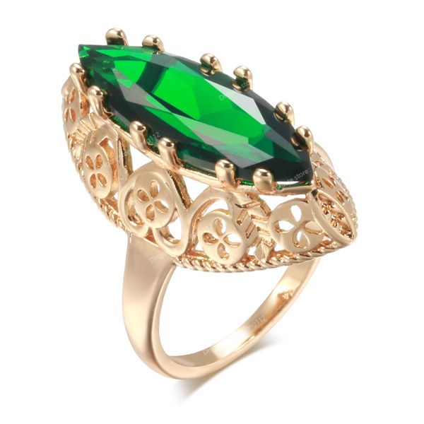 

new 585 rose gold ethnic bride wedding ring vintage jewelry trend daily unique hollow green natural zircon women rings fashion jewelryrings, Golden;silver