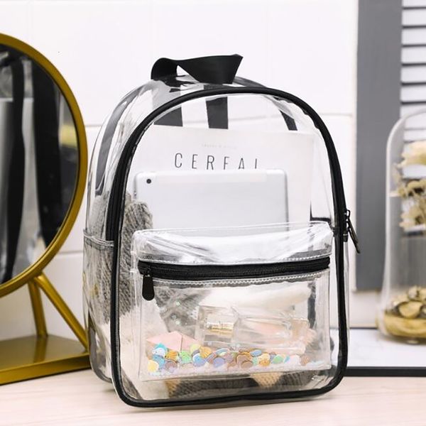 

school bags transparent pvc women backpack travel children girls fashion waterproof outdoor clear shoulder bag 230417