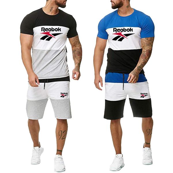 

men's tracksuits men's fashion bodybuilding striped tracksuits summer casual cool short sleeve print sports streetwear graphic tsh, Gray
