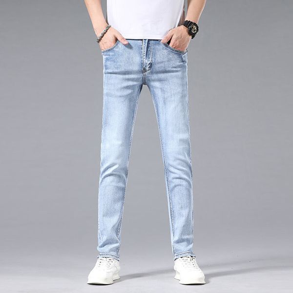 

mens pants 2023 new mens jeans ice silk thin slim joker casual pants legs pants harlan shorts p1 28-38, Black