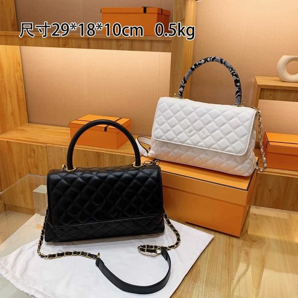 

Lingge xiaoxiangfeng chain bag 2021 new fashion women's buckle Single Shoulder Messenger Bag texture hand, Black10
