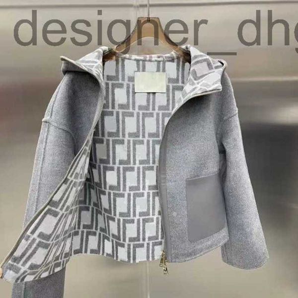 

women's wool & blends designerdesigner women's wool and blend coat short hooded jacket winter fashion reversible full f letter pri, Black