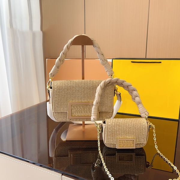 

straw bag summer designer bag purse women crossbody bags fashion color matching mini small baguette woven shoulder bags 230423 230428bj9