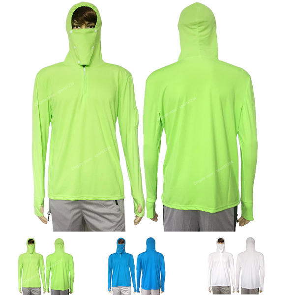 

fishing clothes sun protection shirt anti-uv breathable men quick dry hooded fishing shirt outdoor hiking t-shirt sunscreen camping hiking, Gray;blue