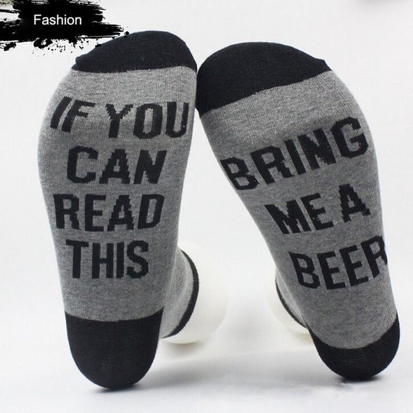 

2023 wholesale- women men letter printed socks if you can read this bring me a glass of wine socks funny novelty vintage retro socks a1, Black
