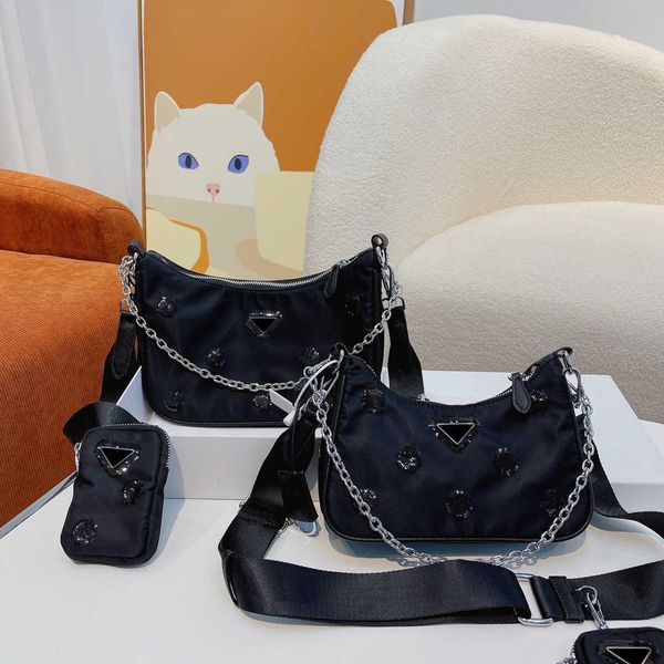 

triangle 3 in 1 shoulder bags women designer bags 2 zise nylon designers handabg multi pochette crossbody bags wallet fashion hobo toe bag p
